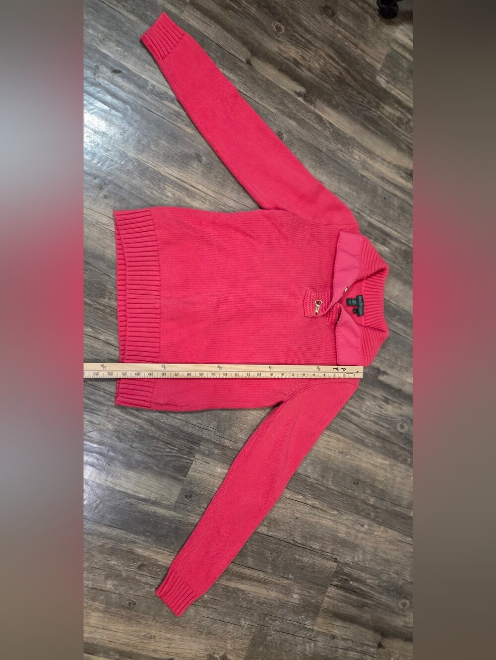 Lauren Ralph Lauren Buckle Shawl Collar Sweater Size Medium 100% Cotton